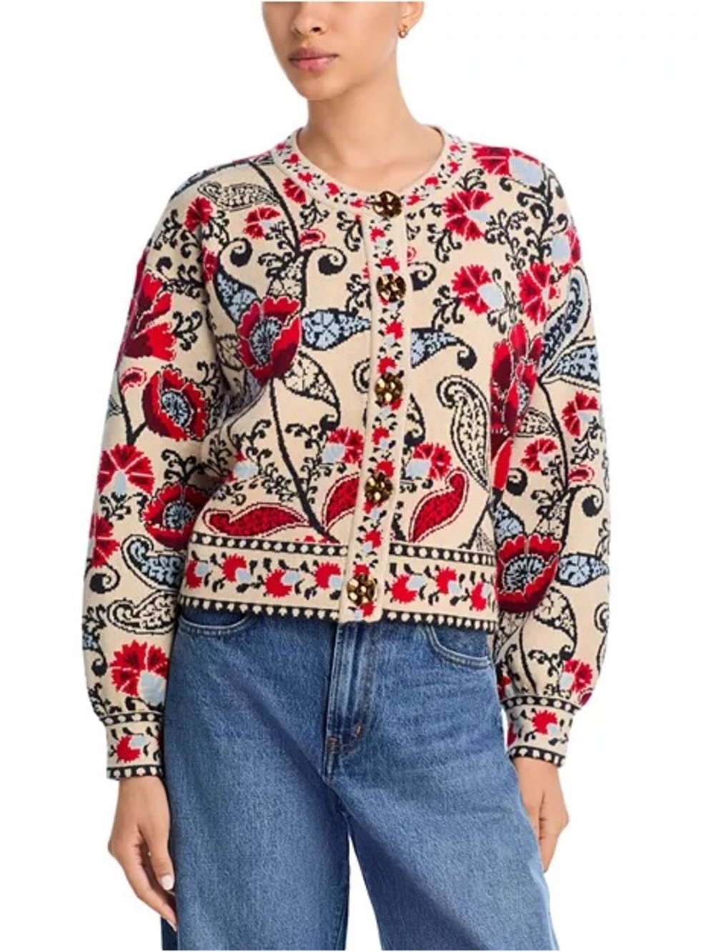 Farm Rio Francesca Sand Knit Cardigan